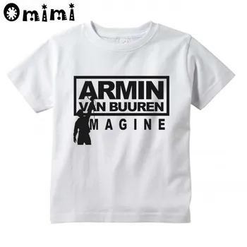Vaikų Armin Van Buuren Logotipas Atspausdintas Marškinėliai Vaikams trumpomis Rankovėmis Viršūnes Berniukų/Mergaičių Olandijos Trance muzikos Populiarus DJ T-Shirt