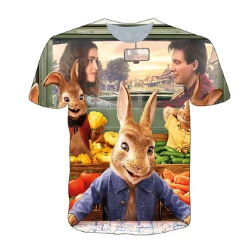 Vaikų Drabužiai, Peter Rabbit Spausdinti Berniukų/Mergaičių marškinėliai Juokinga Harajuku T-Shirt Vaikai Kawaii Mados Tee Vasaros Atsitiktinis Viršūnės