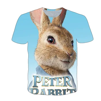 Vaikų Drabužiai, Peter Rabbit Spausdinti Berniukų/Mergaičių marškinėliai Juokinga Harajuku T-Shirt Vaikai Kawaii Mados Tee Vasaros Atsitiktinis Viršūnės