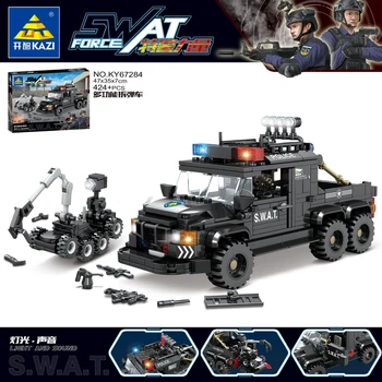 Vaikų šarvuotų automobilių kūrimo bloką žaislas berniukas 9 karinių 6 policijos serijos 6-8 metų 10 bakas