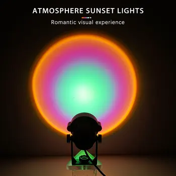 Vaivorykštė Saulėlydžio Projektorius Atmosferą Naktį Šviesos Kavos Parduotuvė Projekciniai Žibintai Vaikų Miegamasis Mielas Naktį saulėlydžio projekcija lempos