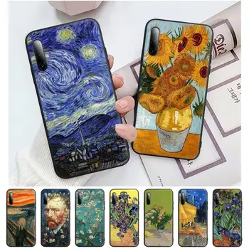 Van Gogh Aliejaus Tapybai Juoda Silikono Mobiliojo Telefono Dangtelį 