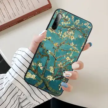 Van Gogh Aliejaus Tapybai Juoda Silikono Mobiliojo Telefono Dangtelį 