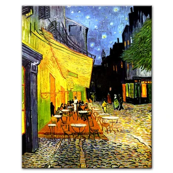 Van Gogh Žvaigždėtą Naktį Kavinė Sienos Menas Drobė Paveikslų Reprodukcijos Impresionistų Fmaous Drobė Art Prints Už Kambarį Dekoro