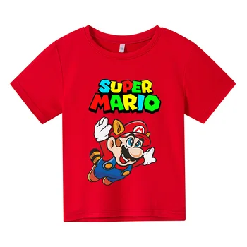 Vasaros 2021 naujų animacinių filmų Super Mario Spausdinti Konkurso Marškinėliai Vaikams Anime Juokingi Marškinėliai Berniukams/Mergaitėms 4-14 Viršuje Drabužių,