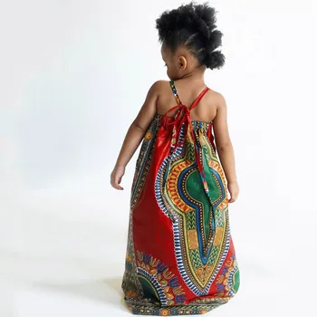 Vasaros Bamblys Kūdikių Mergaičių Rankovių Dashiki Afrikos Suknelė Backless Suknelės Strappy Spausdinti Suknelė Vestido Infantil 2021