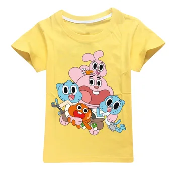 Vasaros medvilnės vaikų marškinėliai gumball nuostabų pasaulį berniukams ir mergaitėms trumpomis rankovėmis T-shirt vaikams drabužių mergaitėms nuo 3 iki 16 paauglių