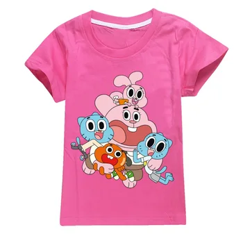 Vasaros medvilnės vaikų marškinėliai gumball nuostabų pasaulį berniukams ir mergaitėms trumpomis rankovėmis T-shirt vaikams drabužių mergaitėms nuo 3 iki 16 paauglių