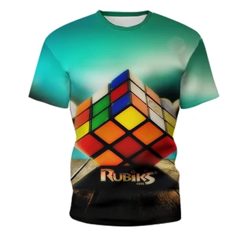 Vasaros nauja, vyriški T-shirt 3D kūrybos Rubiko kubo grafinis spausdinti marškinėliai jaunimo atsitiktinis mados apvalios kaklo hip-hop trumpas rankovėmis viršų