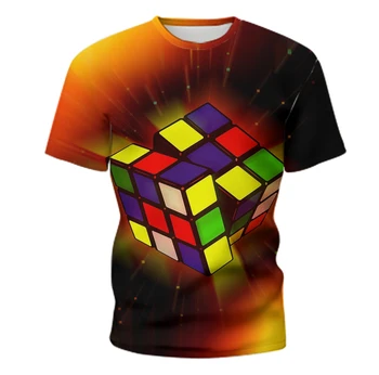 Vasaros nauja, vyriški T-shirt 3D kūrybos Rubiko kubo grafinis spausdinti marškinėliai jaunimo atsitiktinis mados apvalios kaklo hip-hop trumpas rankovėmis viršų