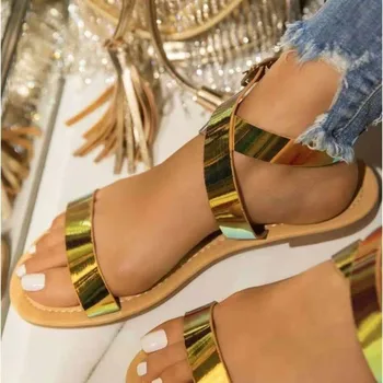 Vasaros nauji didelio dydžio moteriški batai apvalią galvutę butas sandalai ir šlepetės moterų paplūdimio bateliai moteriški sandalai kryžiaus sandalai