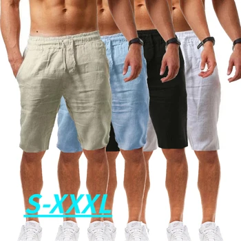 Vasaros naują stiliaus vyriški laisvalaikio sporto medvilnės ir lino patogus mados šortai bėgiojimo kelnės