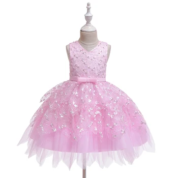Vasaros Pink Pearl Kūdikių Merginos Princesė Šalis Suknelė Aukštos kokybės Vestuvių Gėlių Drabužiai Vaikas Tutu Klientų už 1 Metai