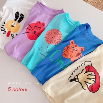 Vasaros unisex animacinių filmų trumpomis rankovėmis T marškinėliai vaikams vatos Pagaliukai berniukų, mergaičių atsitiktinis minkštas purus Tees