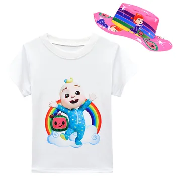 Vasaros Vaikų Drabužiai Vaikams, Cartoon Cocomelon Medvilnės marškinėliai+ Kelnės su maišeliu Skrybėlę Kūdikių Mergaičių Drabužių Rinkiniai 2021 Bamblys Kostiumai