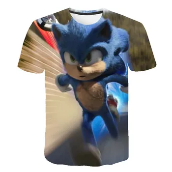 Vasaros vaikų trumparankoviai marškinėliai vaikų animacinių filmų Sonic 3D spausdinimo berniukų ir mergaičių T-marškiniai, trumparankoviai marškinėliai berniukui