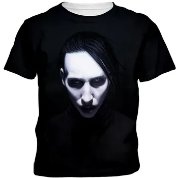 Vasaros vyriški T-shirt 3D Spausdinimo Marilyn Manson (Marilyn Manson) Cool Atsitiktinis Stiliaus Gatvės Vaikų Drabužių Viršų