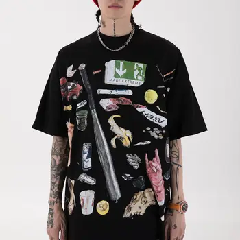 Vasarą Cartoon Mielas Marškinėliai Moterims Anime Spausdinti Grafinis T-Shirt Hip-Hop Top Kawaii Tees Prarasti Negabaritinių Tee Goth Moterų Unisex