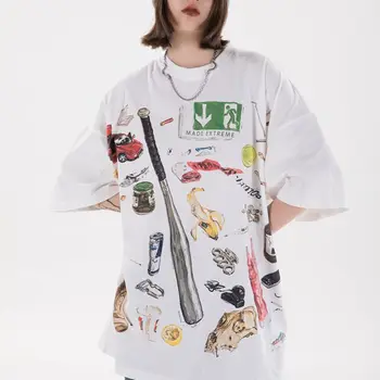 Vasarą Cartoon Mielas Marškinėliai Moterims Anime Spausdinti Grafinis T-Shirt Hip-Hop Top Kawaii Tees Prarasti Negabaritinių Tee Goth Moterų Unisex