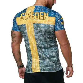 Vasarą ispanijos vėliava megztiniai vyrams marškinėliai švedijos laišką 3D spausdinimo vyriški t-shirt Kvėpuojantis streetwear atsitiktinis drabužėlių XXS-6XL