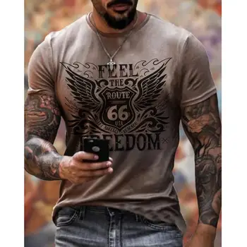 Vasarą Naujų Mens T Shirts, Negabaritinių Laisvus Drabužius, Vintage Trumpas Rankovės Mados 66 Laiškai Spausdinami O Pritvirtinti Tshirts Vyrams