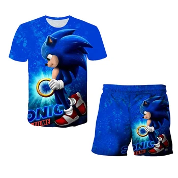 Vasarą Vaikams Drabužių Sonic 3d Spausdinimo Komplektai, Vaikiška Merginos Rinkiniai Top + Shorts 2vnt Kūdikių Atsitiktinis Sporto Rinkinį 2021
