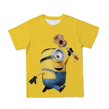 Vasarą Visas rungtynes, Vaikų Drabužiai, 3D Spausdinimas Atrodo Kietas Geltonos Kapsulės Spausdinimo Vaikų Drabužiai Berniukams Ir Mergaitėms T-shirt Viršų