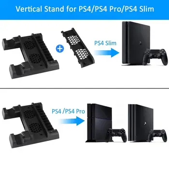 Vertikalus Aušinimo Ventiliatoriaus Aušintuvas Stovėti PS4/PS4 Slim/PS4 Pro Valdytojas Įkroviklį su LED Indikatoriai Krovimo Doko Stotis