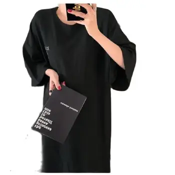 Vestidos Mados Plius Dydis Vasaros Suknelės Moterims 2021 Naujas Produktas T-Shirt Ilga Suknelė Laisvi Ir Plonas Over-The-Knee Suknelė