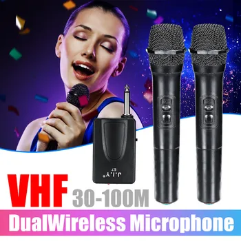 VHF Mikrofonas Bevielis Mikrofonas Garsiakalbis 2 Nešiojamą MIC KTV Žaidėjas nepriklausomą/hibridinis automatinis pasirinkimas Karaoke