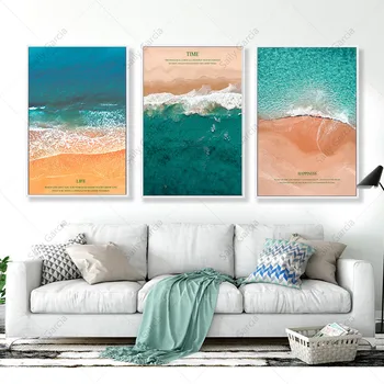 Viduržemio jūros Kraštovaizdžio Drobės Paveikslai Šiaurės Blue Sea Beach Paukščių Plakatų ir Spausdina Nuotraukas Kambarį Interjero Dekoro