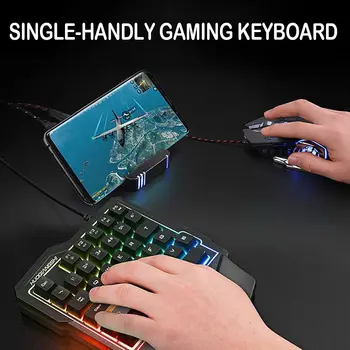 Viena ranka Žaidimų Klaviatūra 35 Klavišą RGB Apšvietimu Mini Gaming Klaviatūra su Riešo Poilsio Nešiojamų Wired Keyboard PC Gamer 