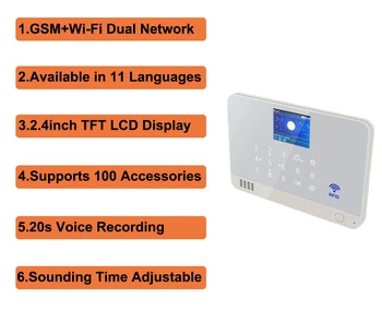 Vilkas-Guard Wifi, GSM LCD Namo Signalizacija, Apsaugos Sistemos TuYa APP Kontrolės 11 Kalbų 