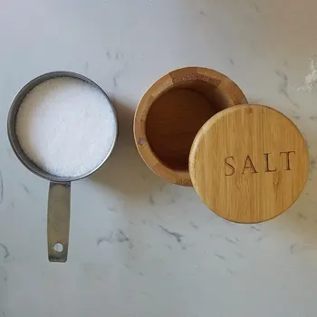 Virtuvės Reikmenys Ekologiškas, Netoksiškas Turas Bambuko Prieskonių Dėžutė Sukasi Padengti Salt Shaker