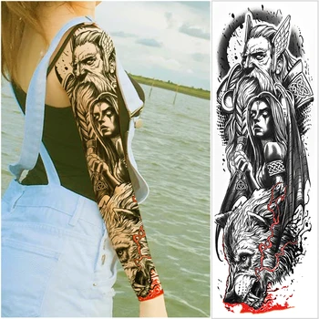Visiškai rankos Kinijos Buda Beždžionių Karalius Demon Slayer Laikina tatuiruotė lipdukai vandeniui Kinų rašte kietas vyras body art tatoos