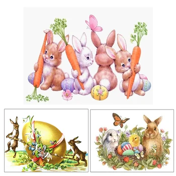 Visą Diamond Gręžimo Mozaikos Triušis Diamond Tapybos Easter Bunny Siuvinėjimo Kryželiu Animacinių Filmų Rankdarbių Sienų Apdaila