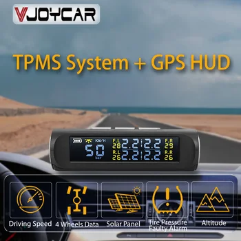 Vjoycar Naujausias 2 in 1 Automobilis HUD GPS Spidometras + TPMS Padangų Slėgio Stebėjimo Sistema Wireless Solar Power Apsaugos Signalizacijos Sistema