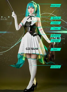 Vocaloid Miku Simfoninis Vienodas Viršūnes Suknelė Przybornik Anime Cosplay Kostiumai