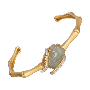 Volta Van 925 Sterlingas Sidabro Fine Jewelry Bangle Elegantiškas 2021 Naujo Derliaus Gamtos Jade Glausta Cikada Atidarymo Moterų Apyrankės