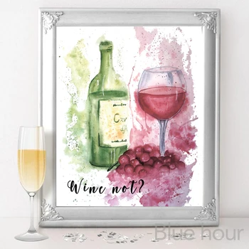 Vyno Stiklo Drobės Tapybos Sienos Nuotraukas Šiuolaikinės Akvarelės Vyno Meno Spaudiniai, Virtuvė, Valgomasis Kambario Dekoro