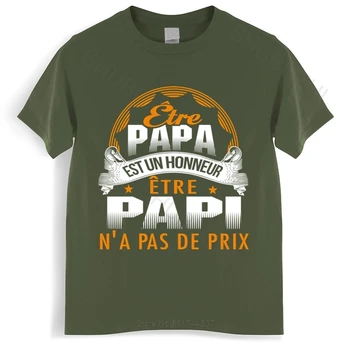 Vyrai vasarą medvilnės marškinėlius prarasti viršūnes Vėliau kaip Papi Etre Papa 'Est Un Honneur N' a Pas De Prix T-shirt elegantiškas vyras medvilnė tee-shirt