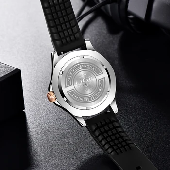 Vyrai Žiūrėti Šviesos Vandeniui Sporto laikrodis Vyrams LIGE Top Brand Prabanga Silikono Dirželis Mens Kvarcinis Laikrodis Relogio Masculino Naujas