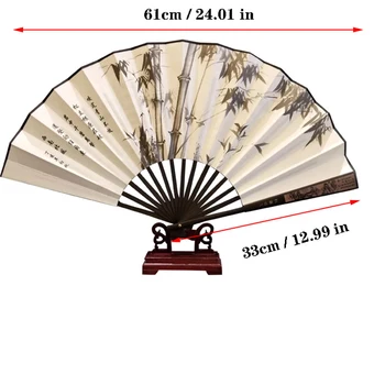 Vyriški dekoratyvinis didelis lankstymo ventiliatorius, Bambuko ir medžio spausdinti vertus, ventiliatorius 12.99 cm Namų puošybai ventiliatorius Atostogų dovanų rankų ventiliatorius