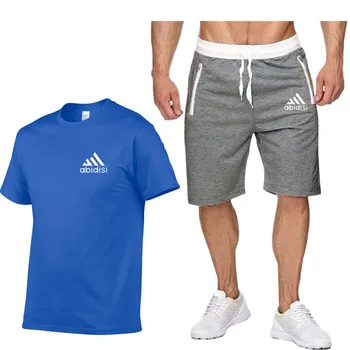 Vyriškos Sportinės aprangos Mados Prekės ženklo Spausdinti Vasaros Sportinės aprangos Dviejų dalių, T-marškinėliai, Šortai Prekės sportiniai Kostiumai vyriški Sportiniai Sportinis Kostiumas