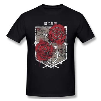 Vyrų Atakos Titan Black T-Shirt Rožių Žiedų Grynos Medvilnės Tees Harajuku Marškinėlius
