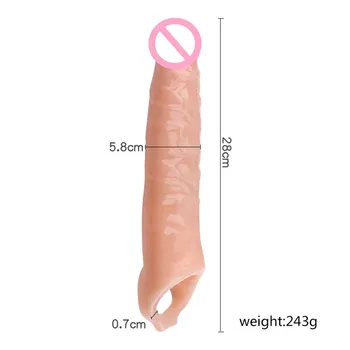 Vyrų prezervatyvu, 28 cm ilgio, penio išsiplėtusios, uždelsta ejakuliacija, sekso prekės