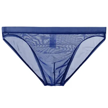 Vyrų tinklinio skaidrus apatinis trikotažas plonas elastingas mažas juosmens seksualus kišenės kvėpuojantis nuogas trumpikės