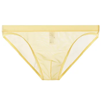 Vyrų tinklinio skaidrus apatinis trikotažas plonas elastingas mažas juosmens seksualus kišenės kvėpuojantis nuogas trumpikės