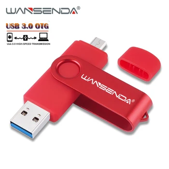 WANSENDA 128GB USB 3.0 Flash Drive, OTG 2 IN 1 USB3.0 & Micro USB Pen Drive 16GB 32GB 64GB 256 GB Didelės Spartos Pendrive