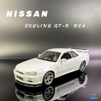 WELLY 1:24 Naujų Nissan Skyline GTR (R34) Automobilio modelį lydinio surinkimo dovana žaislas Berniukui dovana